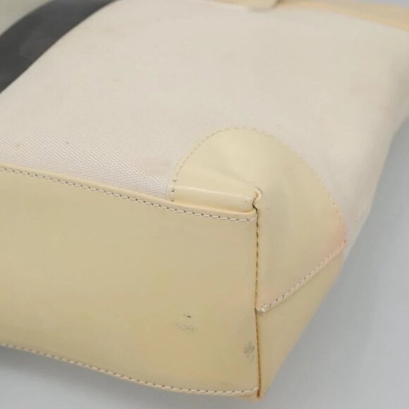 GUCCI Sherry Line Hand Bag Canvas White Black Auth ep7988 - Picture 10 of 15